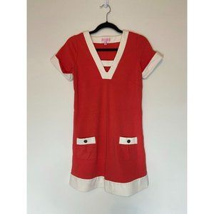 Lilly Pulitzer size 2 coral pink orange a line mini dress‎ short sleeve pockets